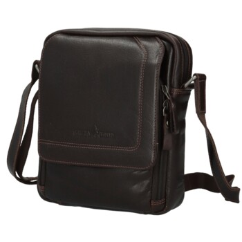 Pánska kožená crossbody taška tmavo hnedá - Greenwood Vaios