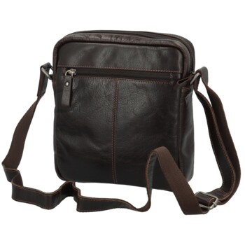 Pánska kožená crossbody taška tmavo hnedá - Greenwood Vaios