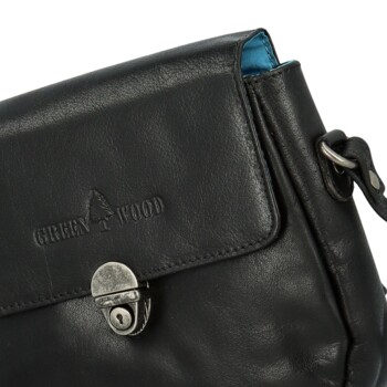 Dámska kožená crossbody kabelka čierna - Greenwood Wika