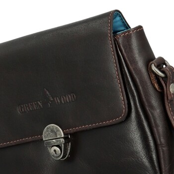 Dámska kožená crossbody kabelka tmavo hnedá - Greenwood Wika
