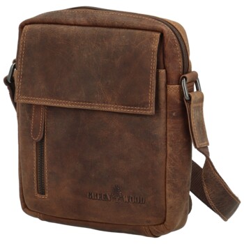 Pánska kožená crossbody taška hnedá - Greenwood Hovard