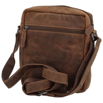 Pánska kožená crossbody taška hnedá - Greenwood Hovard