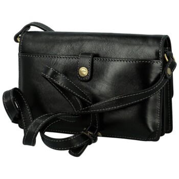 Dámska kožená crossbody kabelka čierna - Katana Saire