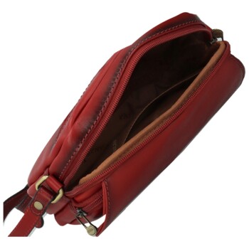 Dámska kožená crossbody kabelka vínová - Katana Shirin