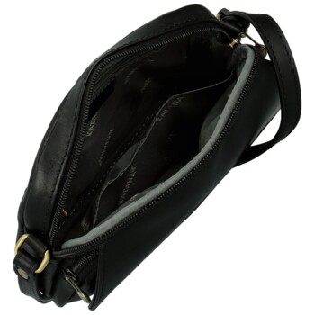 Dámska kožená crossbody kabelka čierna - Katana Shirin