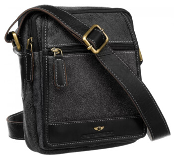 Pánska kožená business taška čierna - Peterson Kirilo