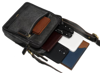 Pánska kožená business taška čierna - Peterson Kirilo