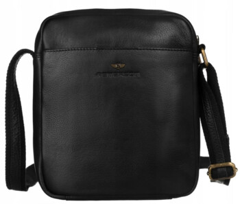 Pánska kožená crossbody taška čierna - Peterson Wyatt