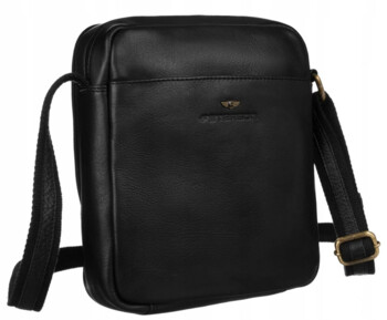 Pánska kožená crossbody taška čierna - Peterson Wyatt