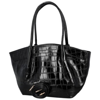 Luxusná dámska koženková kabelka na rameno Moiry, čierna