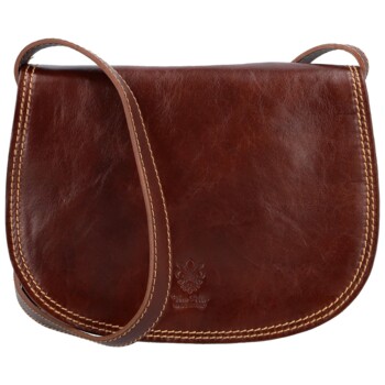 Dámska kožená crossbody kabelka hnedá - Delami Elrosa