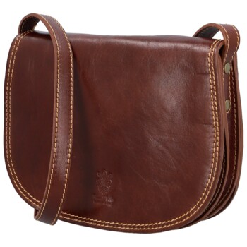 Dámska kožená crossbody kabelka hnedá - Delami Elrosa