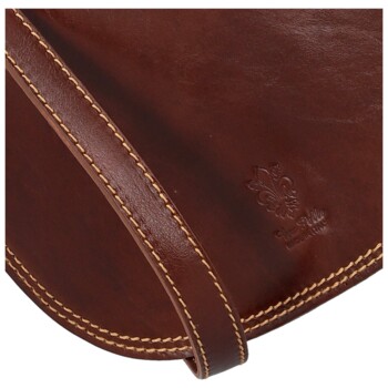 Dámska kožená crossbody kabelka hnedá - Delami Elrosa