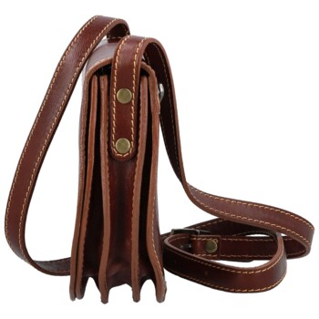 Dámska kožená crossbody kabelka hnedá - Delami Elrosa