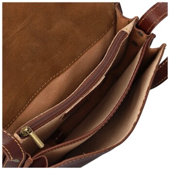 Dámska kožená crossbody kabelka hnedá - Delami Elrosa