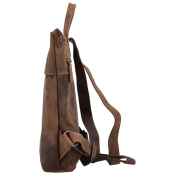 Kožený batoh khaki - Greenwood Ronitor