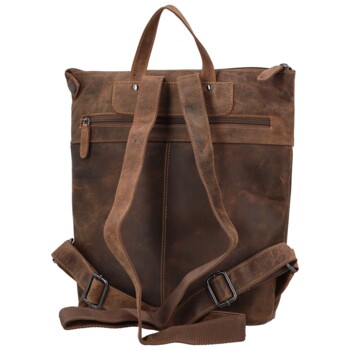 Kožený batoh khaki - Greenwood Ronitor