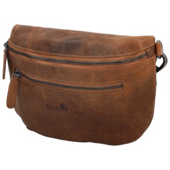 Dámska kožená kabelka/ľadvinka camel - Greenwood Terry