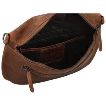 Dámska kožená kabelka/ľadvinka camel - Greenwood Terry