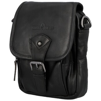 Pánska kožená taška cez rameno čierna - Greenwood Toan