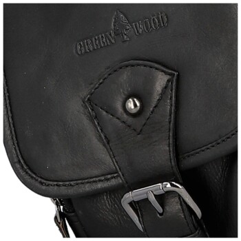 Pánska kožená taška cez rameno čierna - Greenwood Toan