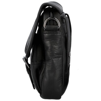 Pánska kožená taška cez rameno čierna - Greenwood Toan