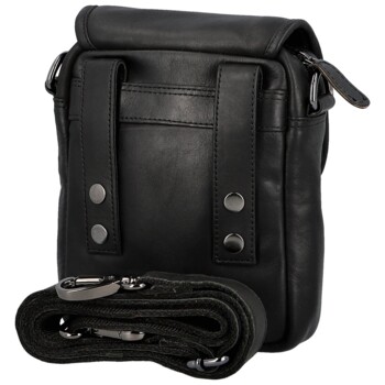 Pánska kožená taška cez rameno čierna - Greenwood Toan