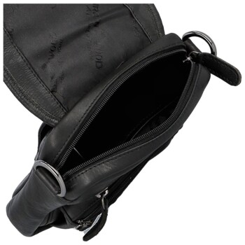 Pánska kožená taška cez rameno čierna - Greenwood Toan