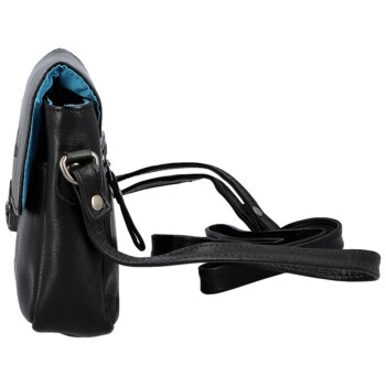 Dámska kožená crossbody kabelka čierna - Greenwood Lusine