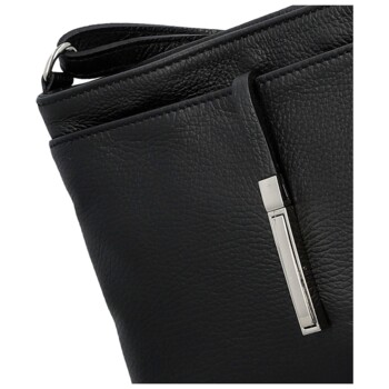 Dámska kožená crossbody kabelka čierna - Delami Vera Pelle Finni