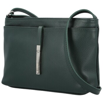 Dámska kožená crossbody kabelka tmavo zelená - Delami Vera Pelle Finni