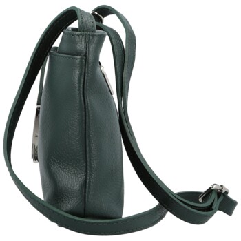 Dámska kožená crossbody kabelka tmavo zelená - Delami Vera Pelle Finni