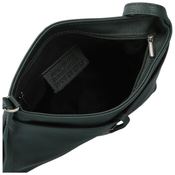 Dámska kožená crossbody kabelka tmavo zelená - Delami Vera Pelle Finni