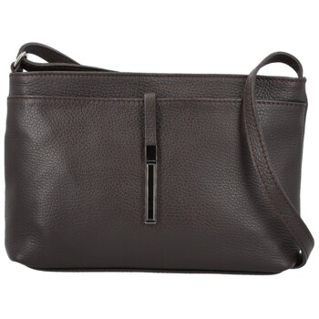 Dámska kožená crossbody kabelka tmavo hnedá - Delami Vera Pelle Finni