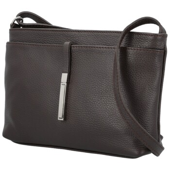 Dámska kožená crossbody kabelka tmavo hnedá - Delami Vera Pelle Finni