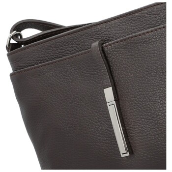 Dámska kožená crossbody kabelka tmavo hnedá - Delami Vera Pelle Finni