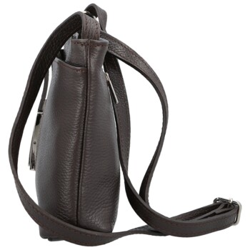 Dámska kožená crossbody kabelka tmavo hnedá - Delami Vera Pelle Finni