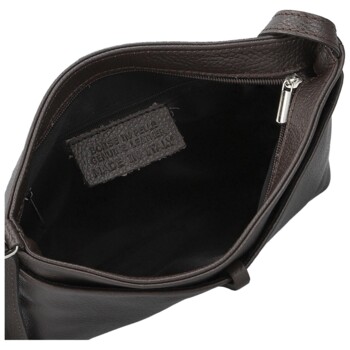 Dámska kožená crossbody kabelka tmavo hnedá - Delami Vera Pelle Finni