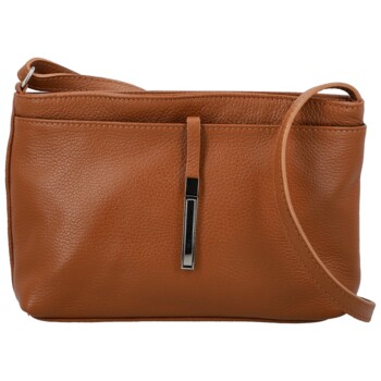 Dámska kožená crossbody kabelka koňaková - Delami Vera Pelle Finni