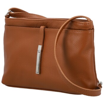 Dámska kožená crossbody kabelka koňaková - Delami Vera Pelle Finni