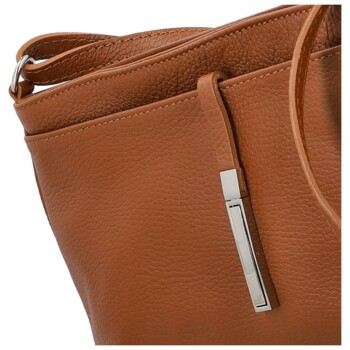Dámska kožená crossbody kabelka koňaková - Delami Vera Pelle Finni