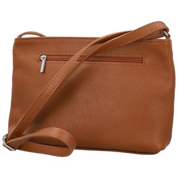 Dámska kožená crossbody kabelka koňaková - Delami Vera Pelle Finni