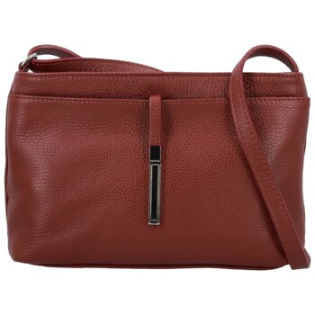 Dámska kožená crossbody kabelka tmavo červená - Delami Vera Pelle Finni