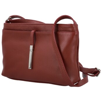 Dámska kožená crossbody kabelka tmavo červená - Delami Vera Pelle Finni