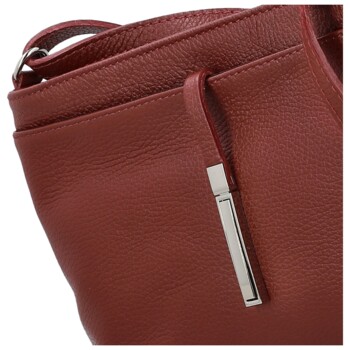 Dámska kožená crossbody kabelka tmavo červená - Delami Vera Pelle Finni