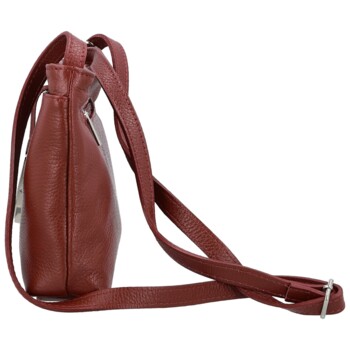 Dámska kožená crossbody kabelka tmavo červená - Delami Vera Pelle Finni