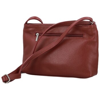 Dámska kožená crossbody kabelka tmavo červená - Delami Vera Pelle Finni