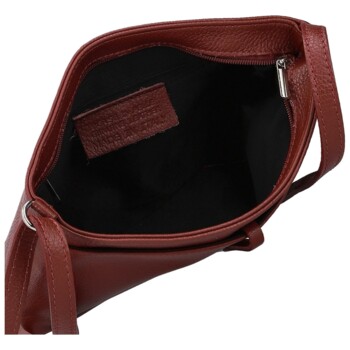 Dámska kožená crossbody kabelka tmavo červená - Delami Vera Pelle Finni