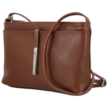 Dámska kožená crossbody kabelka hnedá - Delami Vera Pelle Finni