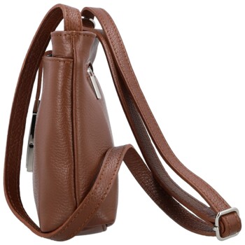 Dámska kožená crossbody kabelka hnedá - Delami Vera Pelle Finni